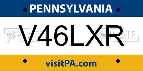 V46LXR Pennsylvania License Plate