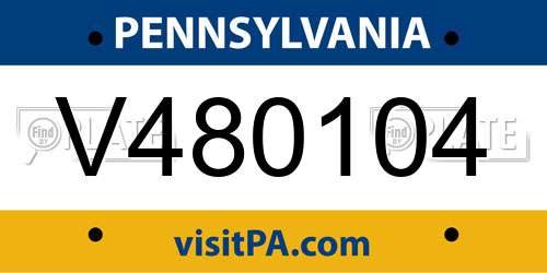 V480104 Pennsylvania License Plate