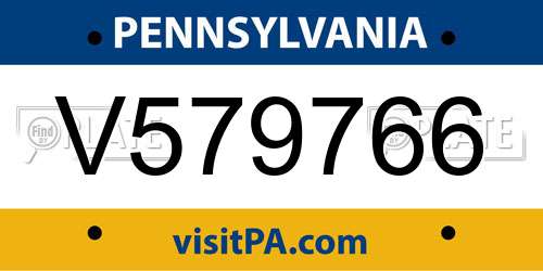 V579766 Pennsylvania License Plate