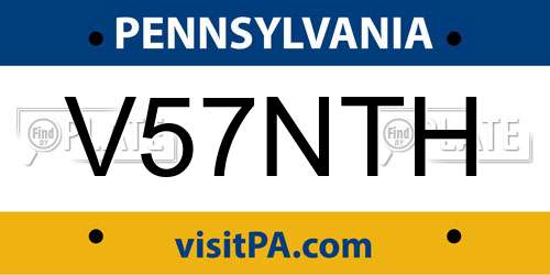 V57NTH Pennsylvania License Plate