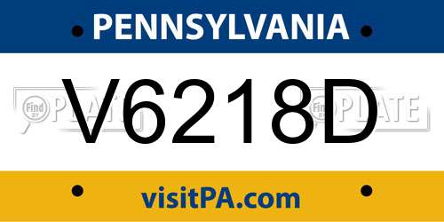 V6218D Pennsylvania License Plate