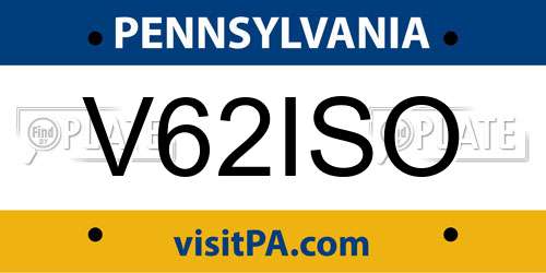 V62ISO Pennsylvania License Plate
