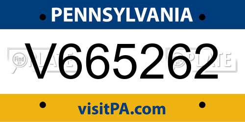 V665262 Pennsylvania License Plate