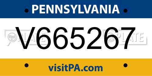 V665267 Pennsylvania License Plate