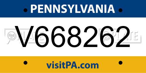 V668262 Pennsylvania License Plate
