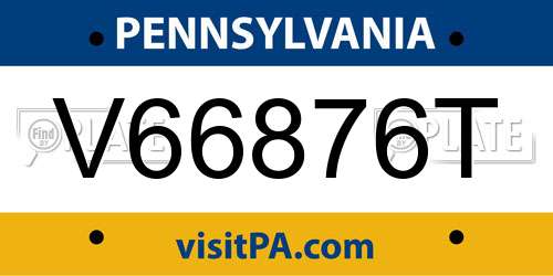 V66876T Pennsylvania License Plate