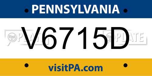 V6715D Pennsylvania License Plate