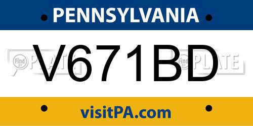 V671BD Pennsylvania License Plate