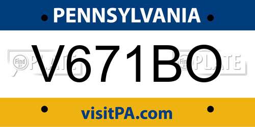 V671BO Pennsylvania License Plate