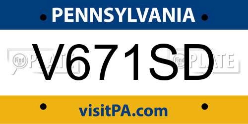 V671SD Pennsylvania License Plate