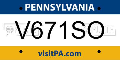 V671SO Pennsylvania License Plate