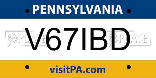 V67IBD Pennsylvania License Plate