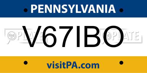 V67IBO Pennsylvania License Plate