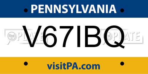V67IBQ Pennsylvania License Plate