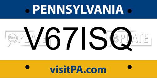 V67ISQ Pennsylvania License Plate