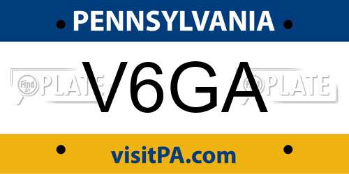 V6GA Pennsylvania License Plate