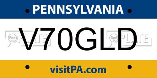 V70GLD Pennsylvania License Plate