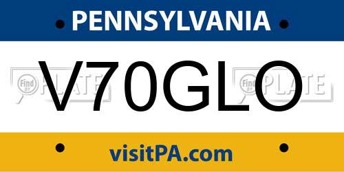 V70GLO Pennsylvania License Plate