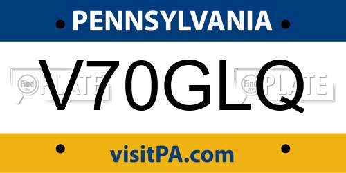 V70GLQ Pennsylvania License Plate