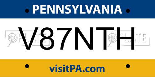 V87NTH Pennsylvania License Plate