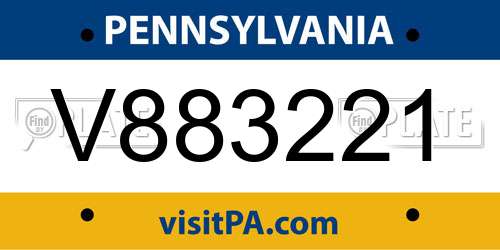 V883221 Pennsylvania License Plate