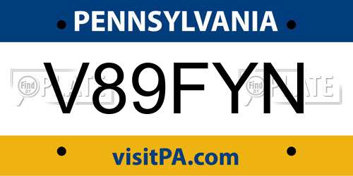V89FYN Pennsylvania License Plate