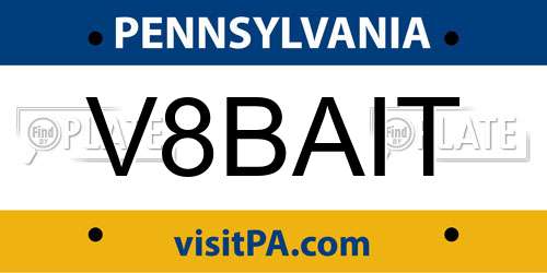 V8BAIT Pennsylvania License Plate