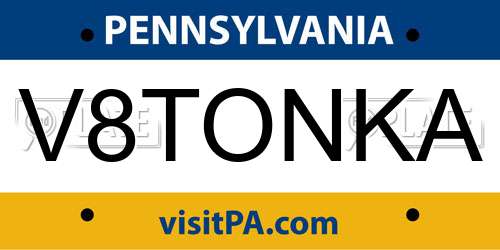 V8TONKA Pennsylvania License Plate