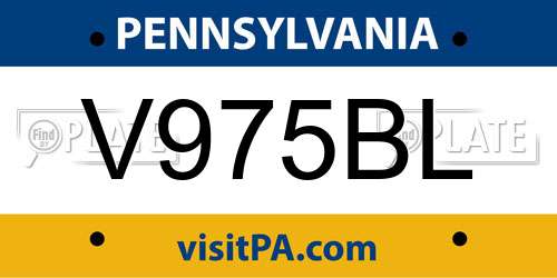 V975BL Pennsylvania License Plate