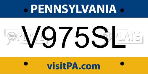 V975SL Pennsylvania License Plate