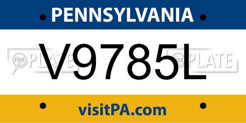 V9785L Pennsylvania License Plate