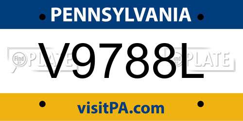 V9788L Pennsylvania License Plate