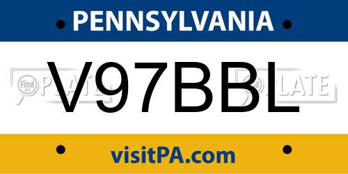 V97BBL Pennsylvania License Plate