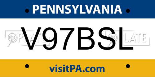 V97BSL Pennsylvania License Plate