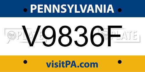 V9836F Pennsylvania License Plate