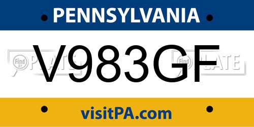 V983GF Pennsylvania License Plate