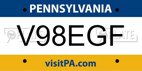 V98EGF Pennsylvania License Plate
