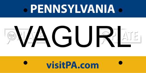 VAGURL Pennsylvania License Plate