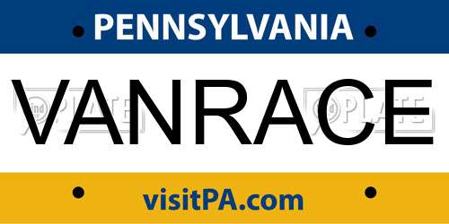 VANRACE Pennsylvania License Plate