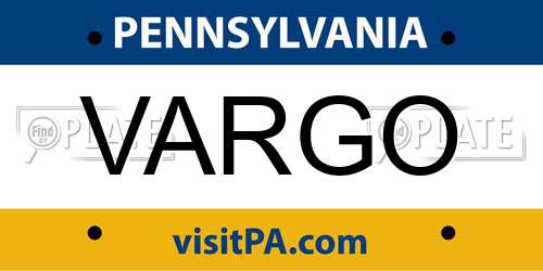 VARGO Pennsylvania License Plate