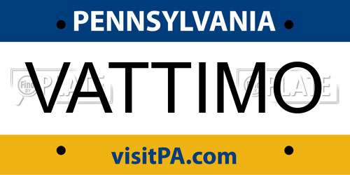 VATTIMO Pennsylvania License Plate