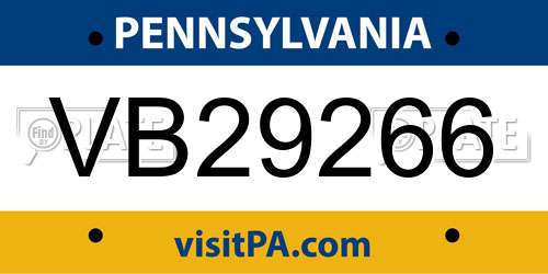 VB29266 Pennsylvania License Plate