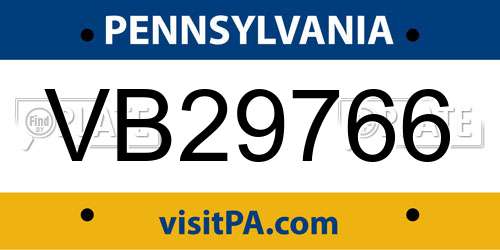 VB29766 Pennsylvania License Plate