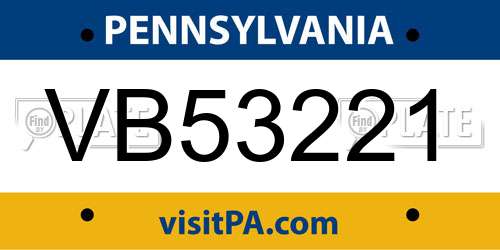 VB53221 Pennsylvania License Plate