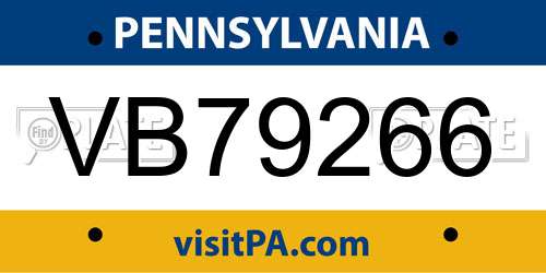 VB79266 Pennsylvania License Plate