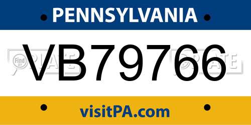 VB79766 Pennsylvania License Plate