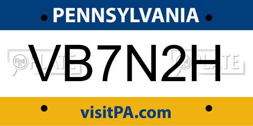 VB7N2H Pennsylvania License Plate