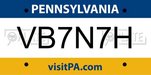 VB7N7H Pennsylvania License Plate