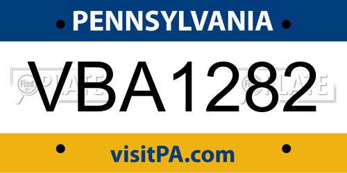 VBA1282 Pennsylvania License Plate