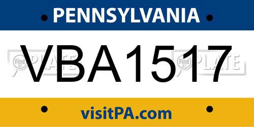 VBA1517 Pennsylvania License Plate